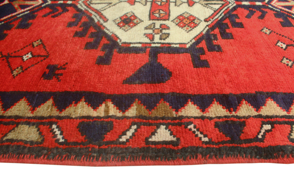 Fine Vintage Distressed Faris Rust/Navy Runner, 3'5x9'9