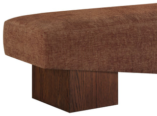 Alora Upholstered Bench, Cognac, Walnut Finish