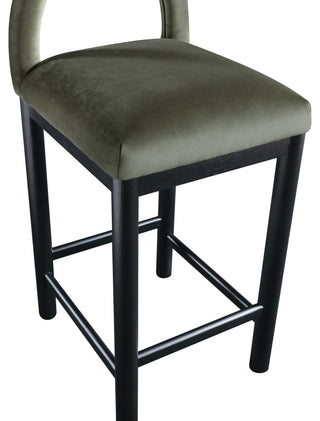 Conrad Upholstered Bar and Counter Stool, Green, Velvet, Black