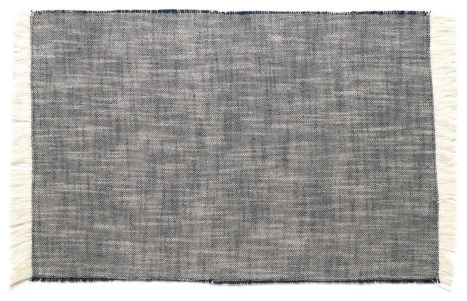 Set of Eight Dark Blue Woven Textured Placemats