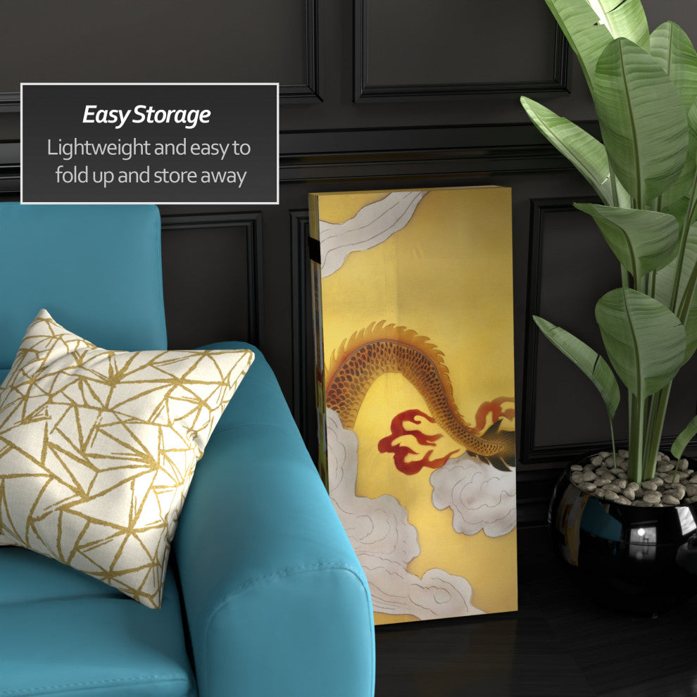 3'' Tall Double Sided Dragon in the Sky Canvas Room Divider