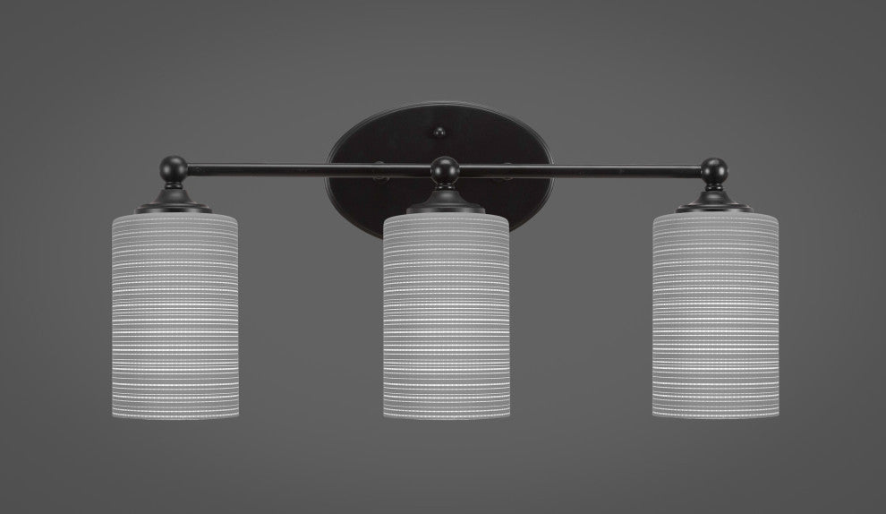 Capri 3-Light Bath Bar, Matte Black/Gray Matrix