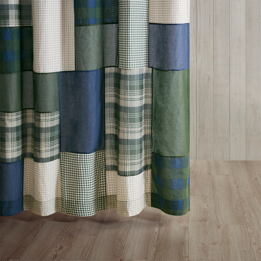 Woolrich Mill Creek Cabin Plaid Cotton Shower Curtain, Green