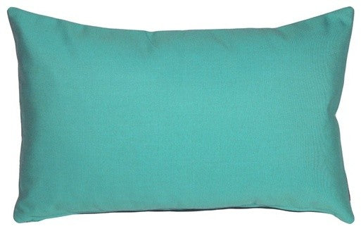 Pillow Decor - Sunbrella Solid Color Outdoor Pillow, Aruba Turquoise, 12" X 20"