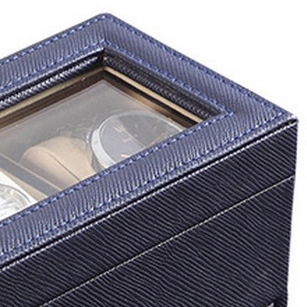 Benzara BM240949 Watch Case With Drawer Display and 4 Slots, Blue