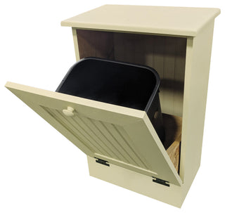 Wooden Trash Bin, Cream