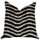 Jagged Fringe Luxury Throw Pillow in Black and Beige, 20"x26" Standard