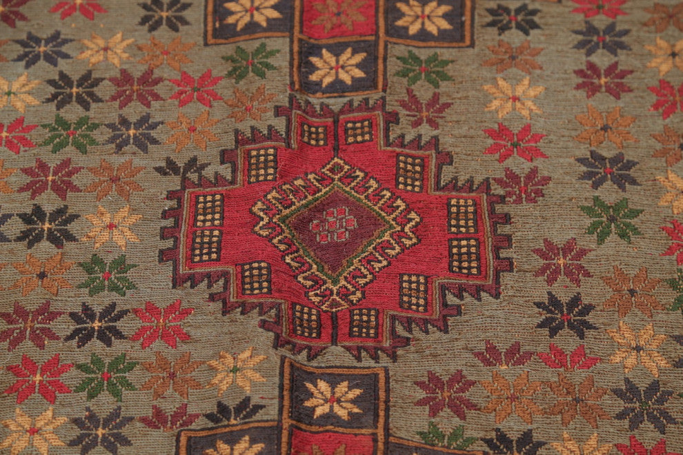 Kilim Oriental Traditional Hand-Woven Persian Area Rug, Green, 5'5"x4'1