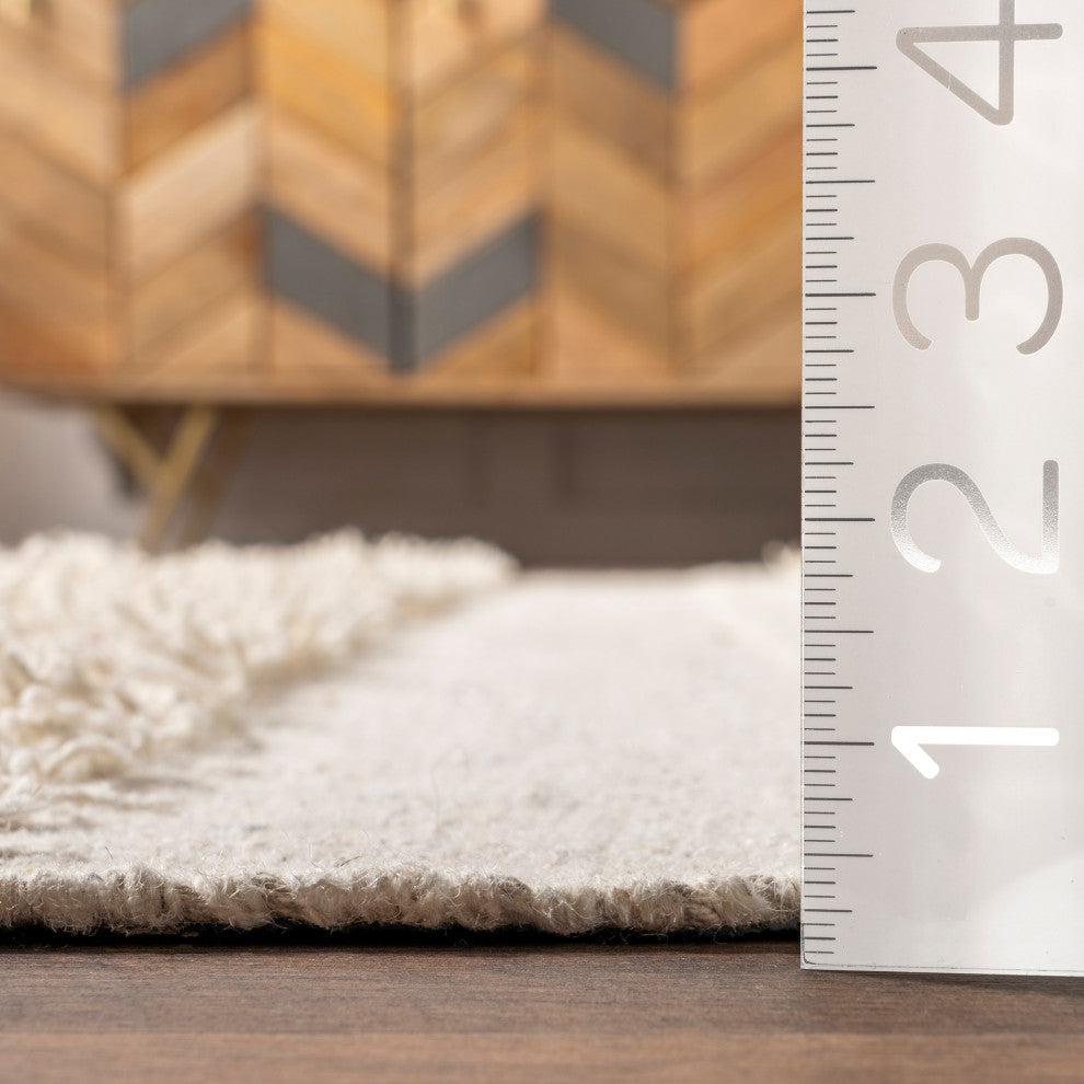 Chandy Textured Wool Area Rug, Cream 9' 6"x13' 6"