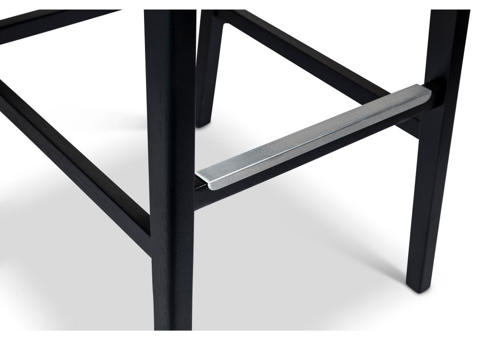 Modern Brazilian, Nardia, Cane Bar Stool, Ebano/Crafted Glaze