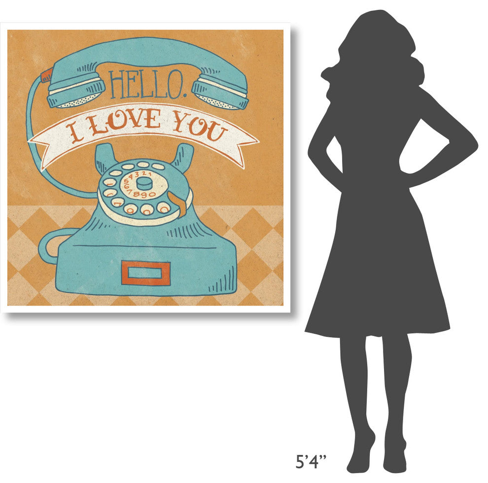 "Hello I Love You Orange" Digital Paper Print by Mary Urban, 42"x42"