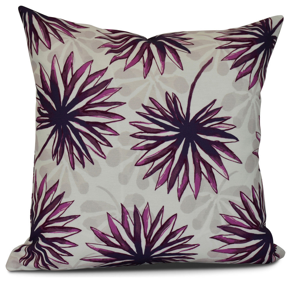 20x20", Spike and Stamp, Floral Print Pillow, Purple