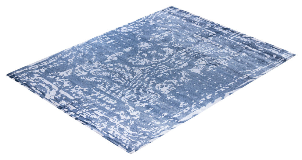 Modern, One-of-a-Kind Hand-Knotted Area Rug - Blue, 9' 2" x 12' 0"