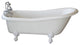 Ambassador White Slipper Clawfoot Tub With Chrome Feet, Drilled Rim Faucets