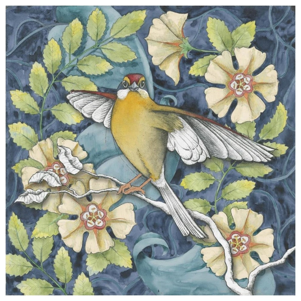 "Arts and Crafts Bird IV" Digital Paper Print by Elyse DeNeige, 38"x38"