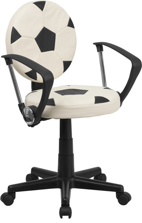 Soccer Task Chair, Black, White