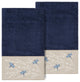 Linum Home Turkish Cotton Braelyn 2-Piece Embellished Bath Towel Set, Navy