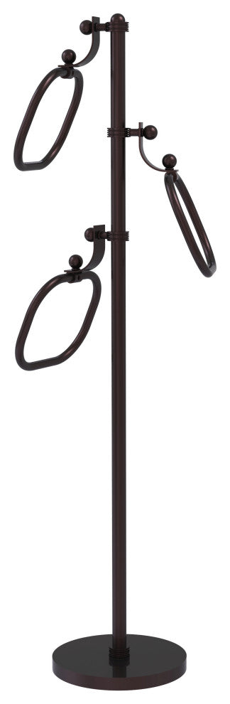 Towel Stand with 9" Oval Towel Rings, Antique Bronze