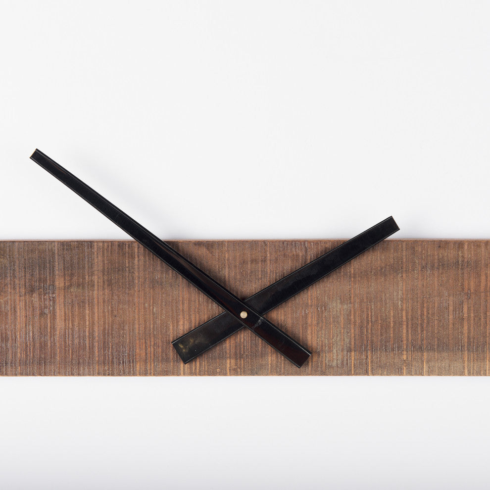 Roman Black Metal and Brown Wood 36" Round Wall Clock