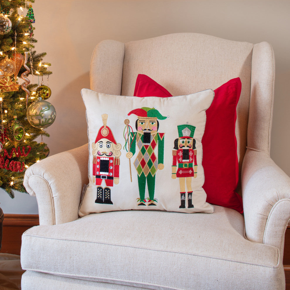 Indoor Velvet Nutcrackers Multi 17" Throw Pillow Cover