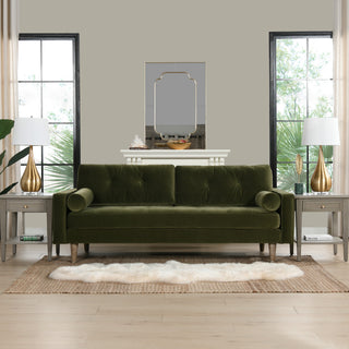Nicholas 84.5" Mid-Century Modern Sofa, Olive Green Performance Velvet