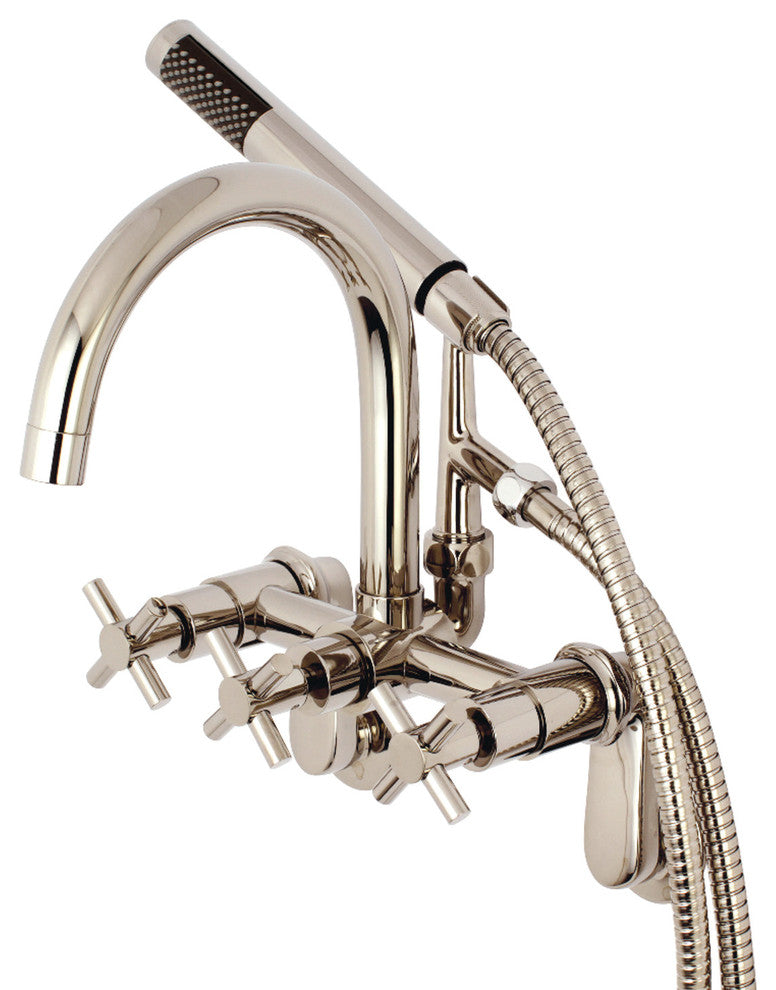Aqua Vintage 7" Adjustable Wall Mount Tub Faucet, Polished Nickel
