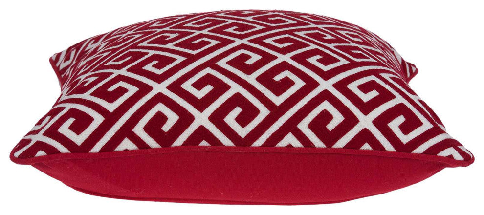 HomeRoots 20" x 0.5" x 20" Transitional Red and White Accent Pillow Cover