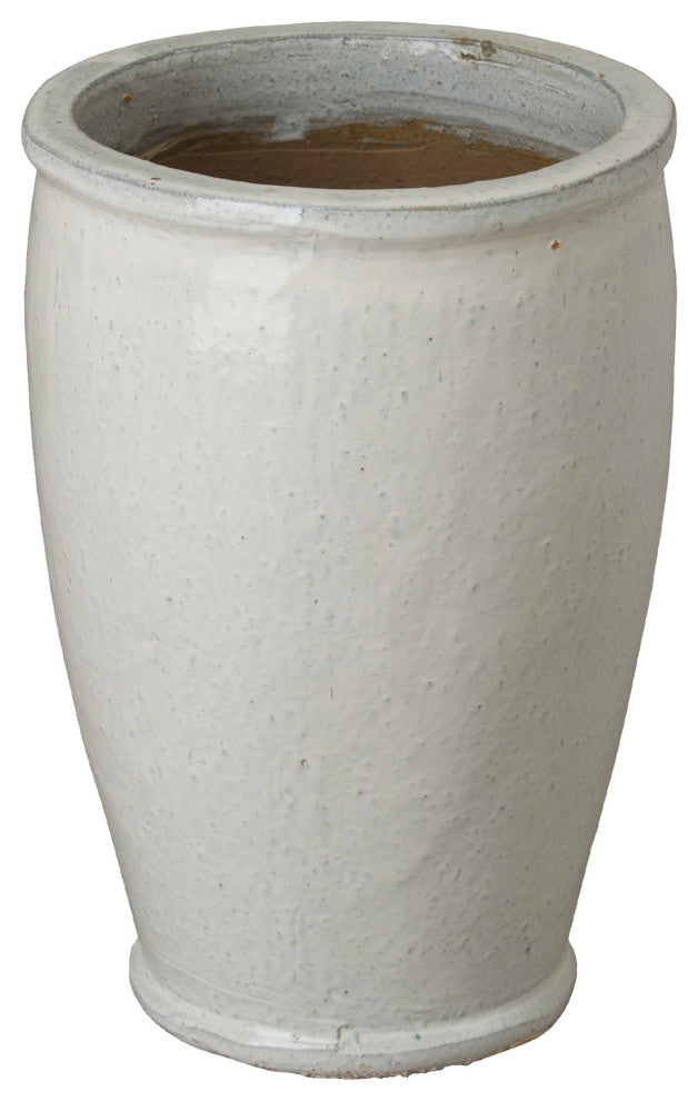 Round Planter, Distressed White 13x20