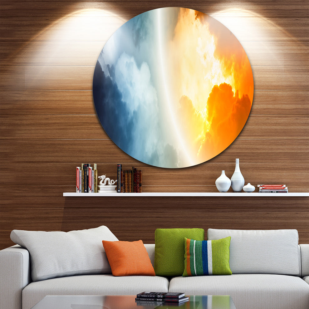 Space Sunset, Modern Spacescape Disc Metal Artwork, 38"