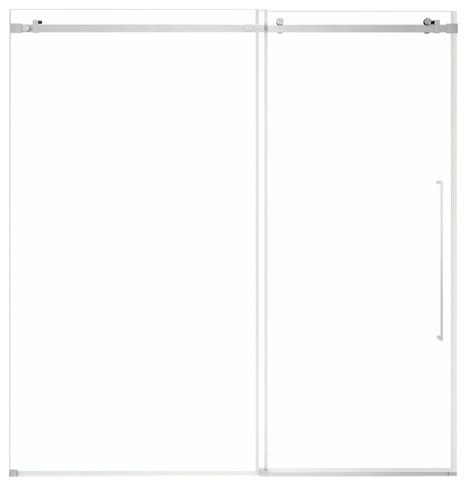Selby Frameless Sliding Clear Alcove Shower Door, Satin Nickel, 72"