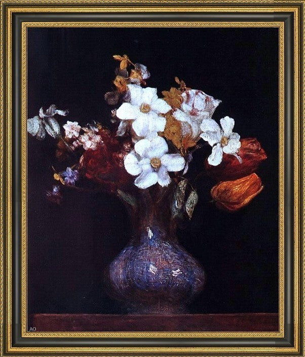 Henri FantinLatour Narcissus and Tulips Framed Premium Canvas Print, 20"x25"