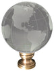 Frosted Crystal Clear Globe Earth Lamp Finial Antiqued Brass Base 3"h