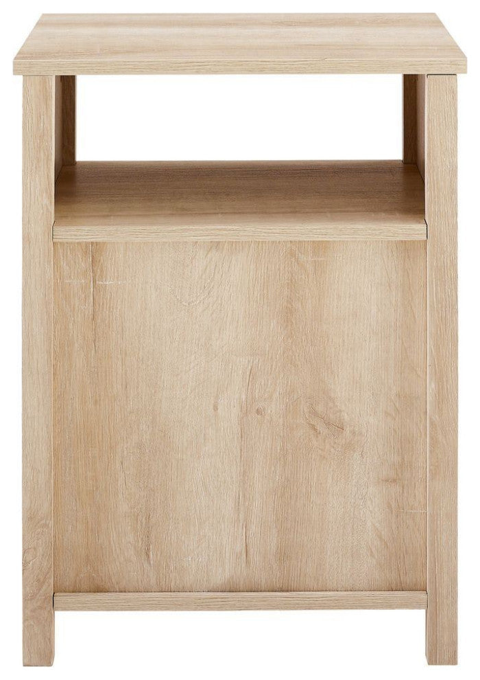 Walker Edison 18" Grooved Door Side Table, White Oak