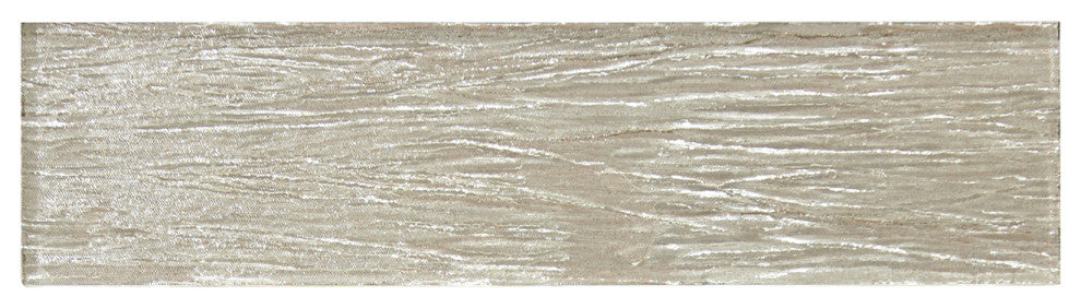 Sonnagh 3"x12" Laminated Glass Mosaic Wall Tile, Champagne, Sample