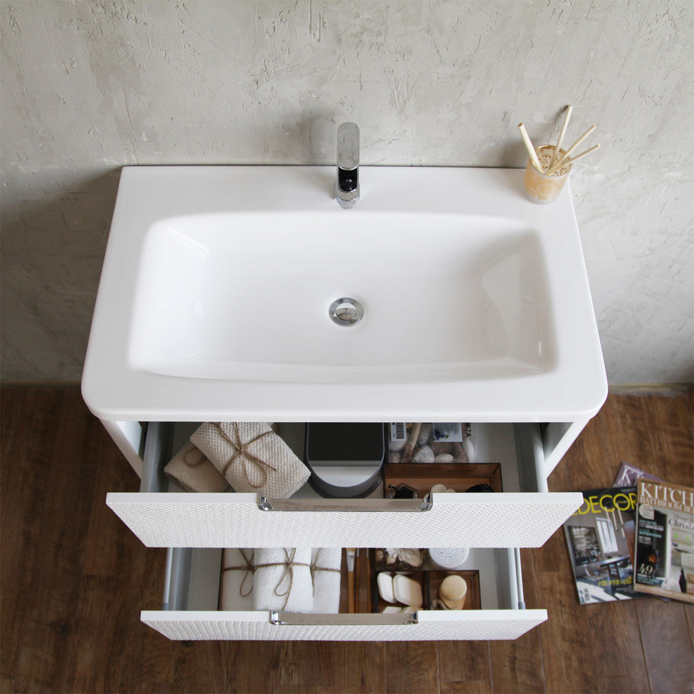Eviva Jasmine 26 in.  vanity in White and White Integrated Acrylic Countertop