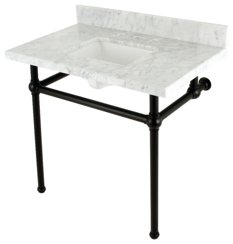 Kingston Brass KVBH3622M8SQ0 36" Console Sink, Legs, 8", 3 Hole