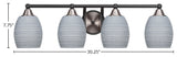 Paramount 4-Light Bath Bar, Matte Black & Brushed Nickel, 5" Gray Matrix Glass