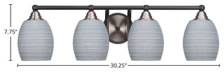 Paramount 4-Light Bath Bar, Matte Black & Brushed Nickel, 5" Gray Matrix Glass