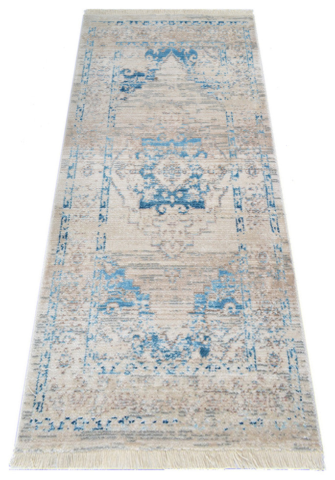 MACHINE MADE POLYESTER AREA RUGS  -Ivory Blue Color, Oriental ,Living room rugs