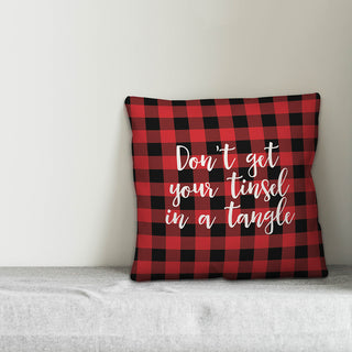 Don't Get Your Tinsel In A Tangle, Buffalo Check Plaid 18x18 Throw Pillow