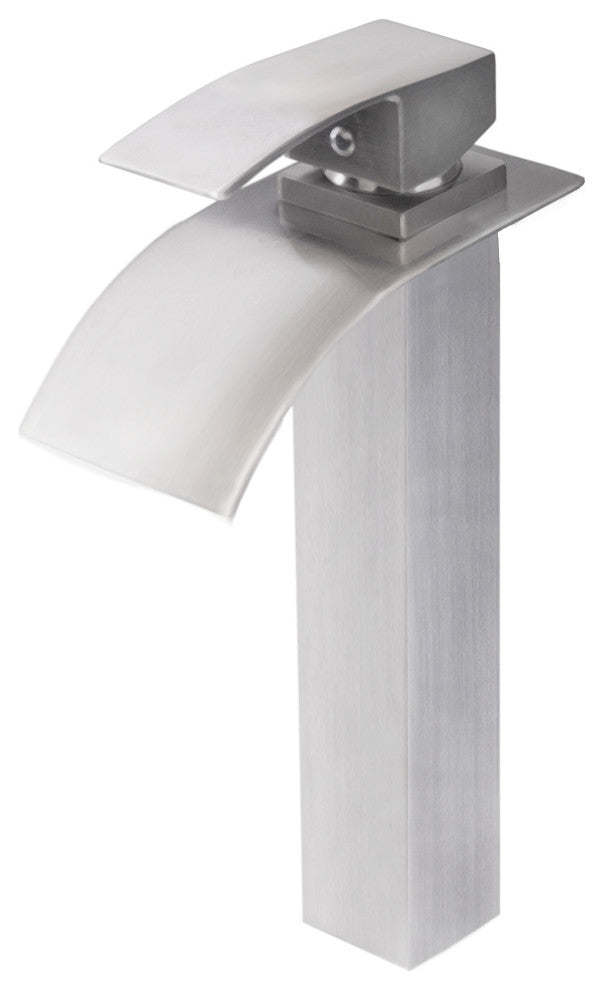 Clear Scalloped Tempered Glass Vessel Bathroom Sink Combo with Faucet and Drain, Brushed Nickel