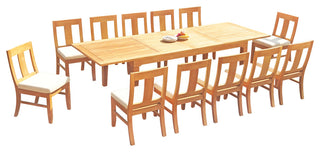 13-Piece Outdoor Teak Dining Set: 122" Rectangle Table, 12 Osbo Armless Chairs