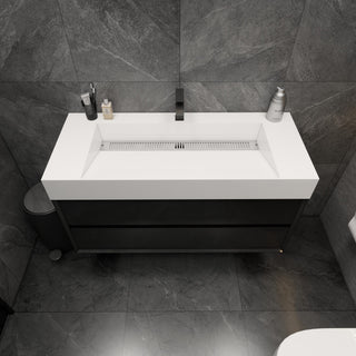 MAX 48" Floating Bath Vanity With Acrylic Sink, Gloss Black
