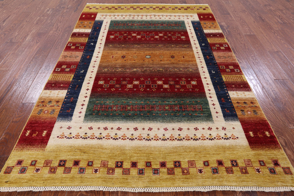 Hand Knotted Persian Gabbeh Tribal Rug 5' 6" X 7' 10" Q7305