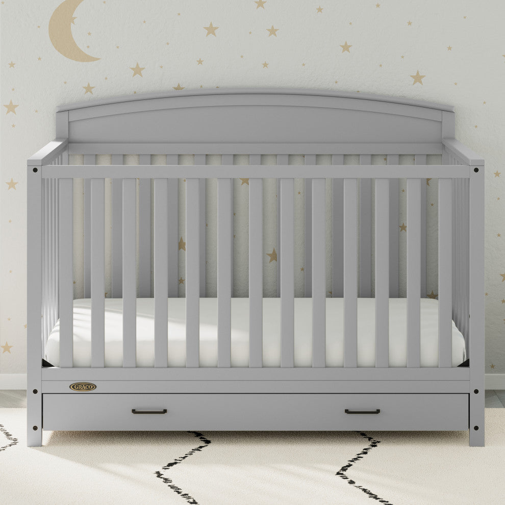 Graco Benton 5-in-1 Convertible Crib With Drawer, Pebble Gray