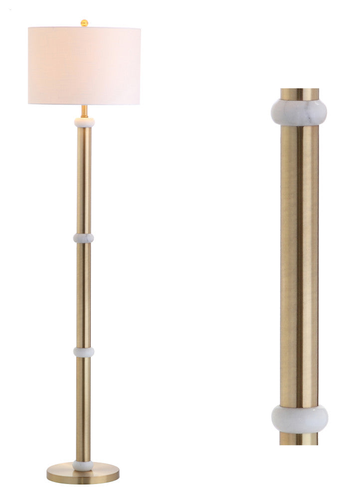 Gregory Metal, Marble LED Floor Lamp, Brass Gold, White, 60.5"