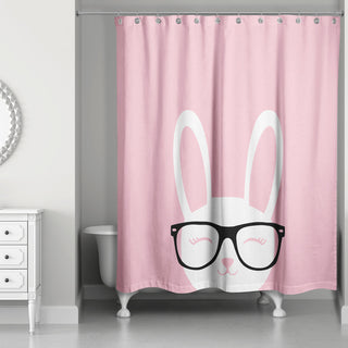 Happy Bunny with Glasses 71x74 Shower Curtain