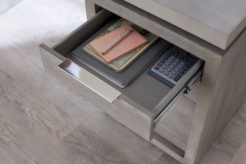 Modus Oxford 3-Drawer Single Pedestal Desk, Mineral