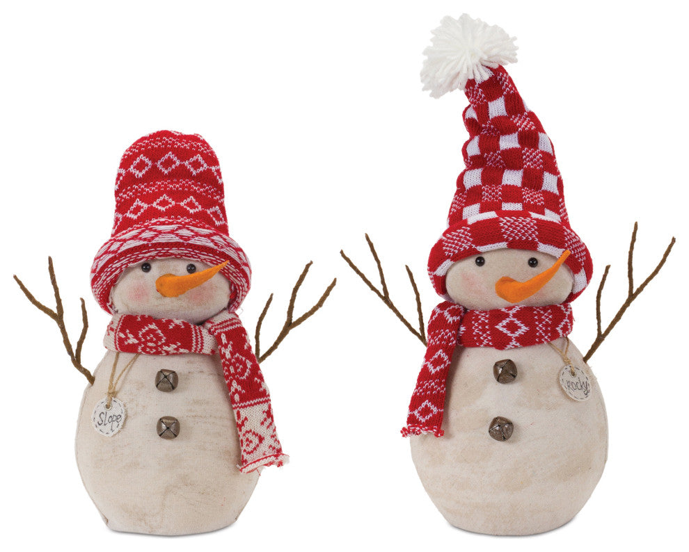 Snowman Decor With Hat and Scarf, Set of 2