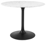 Lippa 40" Round Artificial Marble Dining Table Black White